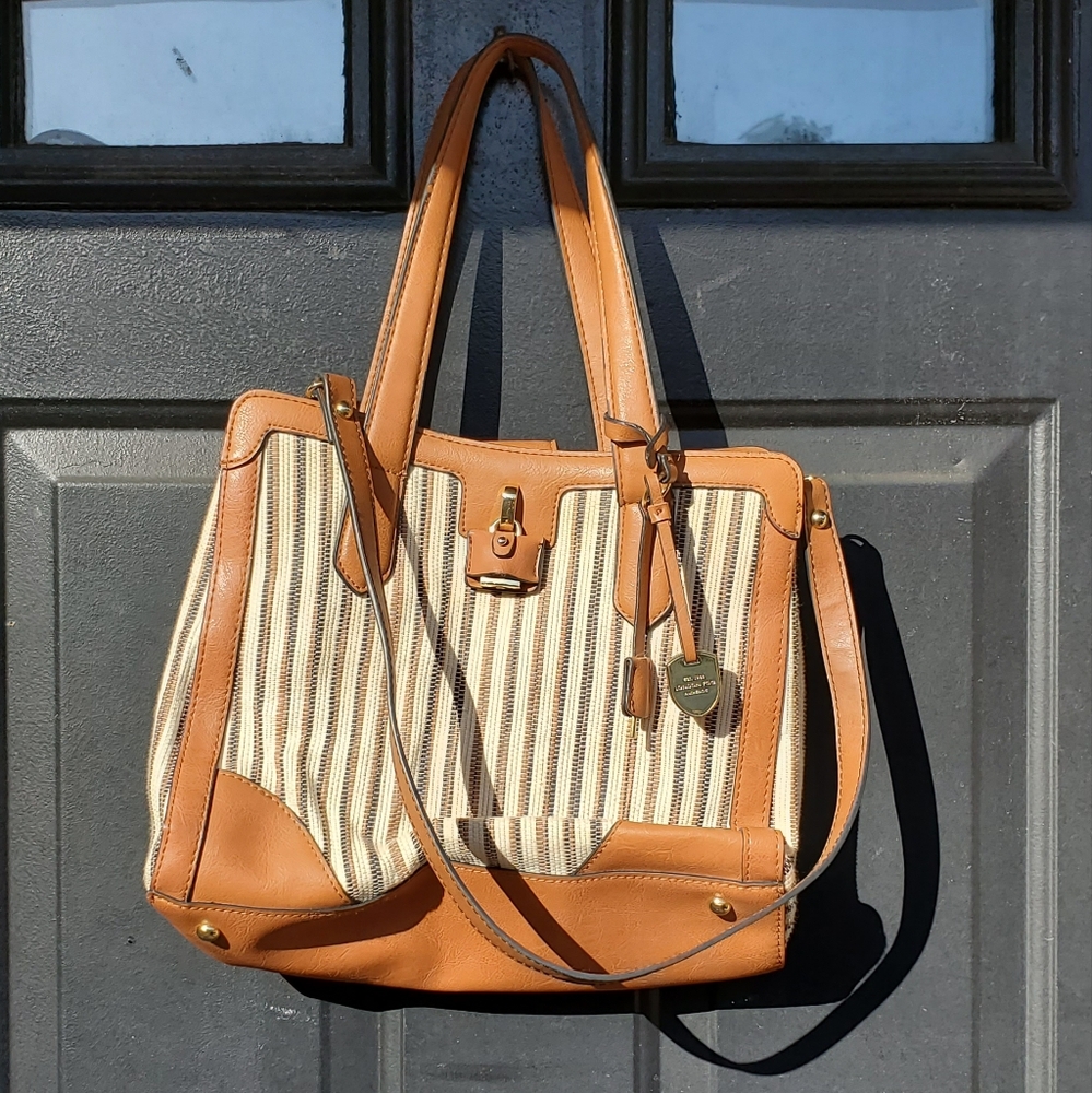 London Fog Striped Hobo Shoulder Bag, with cross body strap